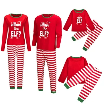 Vianoce, Vianoce Rodine Zodpovedajúce Pyžamo Nastaviť Dospelých, Deti Sleepwear Odev Otec, Matka, Dcéra List Pruhované Oblečenie Oblek