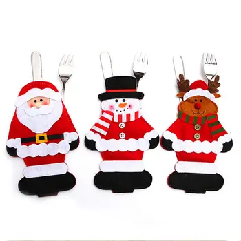 Vianočná Večera Stolové Dekorácie Riad Striebro Držiteľov Vrecká Nože, Vidličky A Taška Santa Claus/Snehuliak/Elk