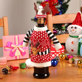 Vianočné Dekorácie Dodávky Fľaša Červeného Vína Kryt Vlna Tašky Výzdoba Domov Strán Santa Claus, Vianočné artigos de natal