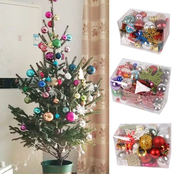 Vianočné Gule Ornament Nastaviť 60-70Pcs Dekorácie Strom Závesné Gule Nerozbitné Baubles Nastaviť pre Rodinnú Dovolenku Svadobné S7