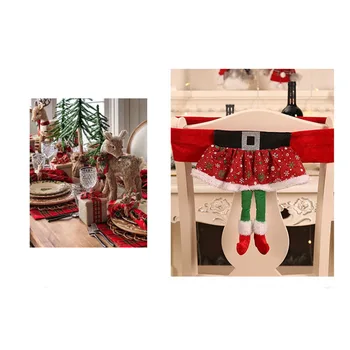 Vianočné Poťahy Set 2, Elf Vianoce Poťahy Stoličky Zadný Kryt Jedáleň Vianoce Holiday Party Dekor,Red & Green