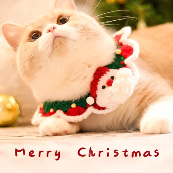 Vianočné Vlna Ručné Mačka Golier Santa Doložka Psa Pletené Náhrdelník Pet Bib Šteňa Kitty Šatku Nový Rok Dekorácie pre Malého Psa