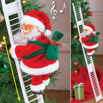 Vianočné Závesné Dekorácie Santa Claus Elektrické Vyliezť Rebríkom Závesné Dekorácie Na Vianočný Stromček A Party Dekorácie