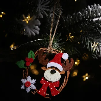 Vianočné ozdoby, netkané textílie, ratanový prsteň, prívesok, snehuliak, veniec, dvere a okná, prívesok, domov decoration2020