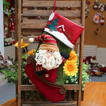 Vianočné závesné veľké Osadenie Vianočné Snehuliak Slávnostné dekorácie Osadenie Vianočná pančucha darčeková taška flannelette