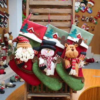 Vianočné závesné veľké Osadenie Vianočné Snehuliak Slávnostné dekorácie Osadenie Vianočná pančucha darčeková taška flannelette