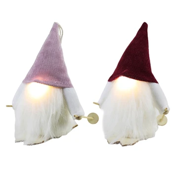 Vianočné švédsky Gnome s LED Osvetlenie Nos Lyžovanie Plyšové Bábiky Santa Deti Darček 19QB