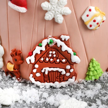 Vianočný Dom Snehu Elk Plesne Silikónové Formy Fondant Cake Zdobenie Nástroj Gumpaste Sugarcraft Čokoláda Formy Pečenie