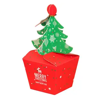Vianočný Stromček Balenie Box Košíčky Dezert Cookies Candy Darček Apple Box s Zvony Zlaté Kábel
