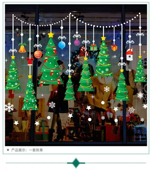 Vianočný Stromček Zvony Snowflake Loptu Star Samolepky Na Stenu Pre Obchod Domáce Dekorácie Vianočné Festival Nástennú Maľbu Umenie Diy Okno Odtlačkový