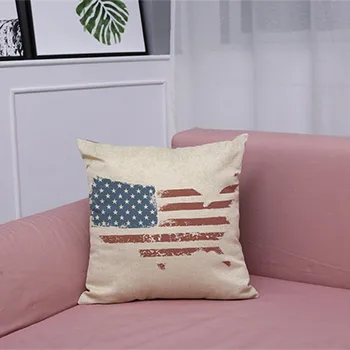 Vintage Americkej Vlajky Vankúš Bavlnená posteľná Bielizeň 45*45 cm Ručne vyrábané Gauč Pás Hodiť Vankúš Posteľ Domáce Dekorácie