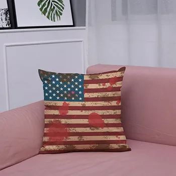 Vintage Americkej Vlajky Vankúš Bavlnená posteľná Bielizeň 45*45 cm Ručne vyrábané Gauč Pás Hodiť Vankúš Posteľ Domáce Dekorácie