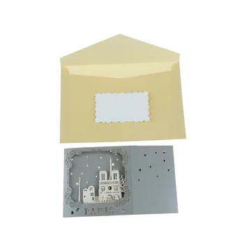 Vintage Pozdrav Lásku Karty 3D Pop-up Ručné Paríž Pohľadnice Poškriabaniu Papier Slávne Mesto Nočný Pohľad