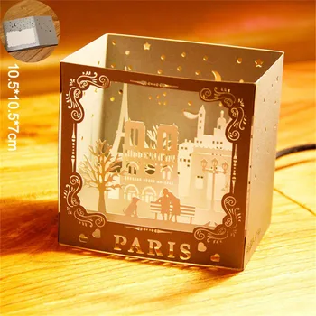 Vintage Pozdrav Lásku Karty 3D Pop-up Ručné Paríž Pohľadnice Poškriabaniu Papier Slávne Mesto Nočný Pohľad