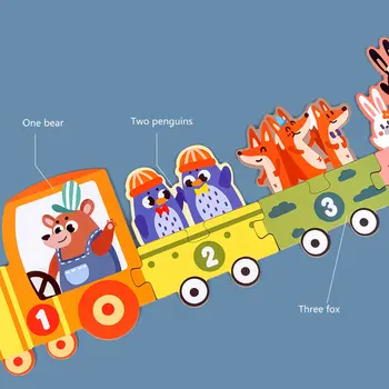 Vlak/Doprava/Lesné Zvieratá a Digitálne obrazová Skladačka Hry Batoľa Začiatku Veľké Kúsky Puzzle Montessori Vzdelávacích Drevené Hračky