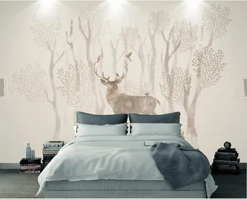 Vlastné 3D maľby,Elk lesa Nordic retro tapety,obývacia izba, TV joj, spálňa bar hotelová izba deti miestnosti tapety