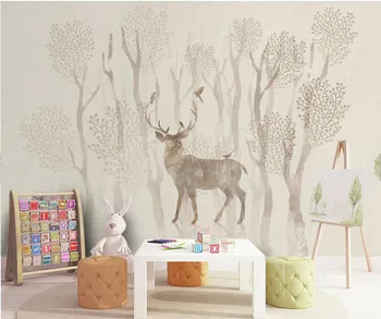 Vlastné 3D maľby,Elk lesa Nordic retro tapety,obývacia izba, TV joj, spálňa bar hotelová izba deti miestnosti tapety