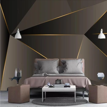 Vlastné 3D tapeta nástenné svetlo luxusný moderný minimalistický retro abstraktné geometrické zlaté linky pozadí dekorácie painti