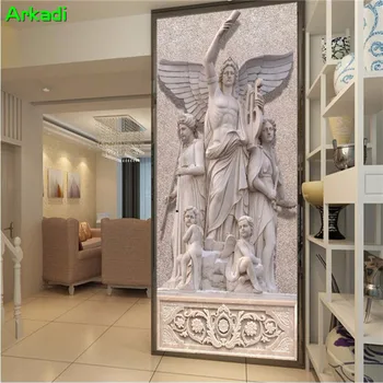 Vlastné Foto Tapety Európskej Úľavu Klasický Dizajn Retro Charakter Umenia Štýl Obývacej Izbe Anjel Pozadí Nástenná Maľba