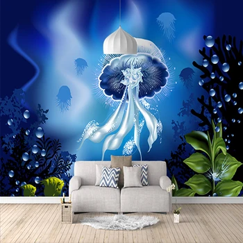 Vlastné Tapetu Modrá Podmorských Obývacia Izba, Spálňa Domova 3d Medúzy 3d Tapety Maľby