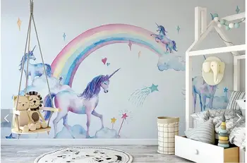 Vlastné abstraktných porovnanie infantil, dúha unicorn akvarel tapety nástenná maľba pre deti izba gauč TV joj domova stenu