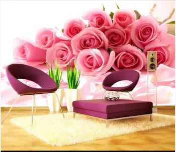Vlastné foto tapety na steny 3 d nástennú maľbu, tapety Ružové ruže kvet nástenná maľba v teple minimalistický tv papier pozadí steny domova