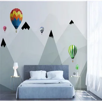 Vlastné tapetu Nordic jednoduchý teplovzdušný balón geometrie, TV joj, dekorácie nepremokavého materiálu