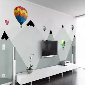 Vlastné tapetu Nordic jednoduchý teplovzdušný balón geometrie, TV joj, dekorácie nepremokavého materiálu