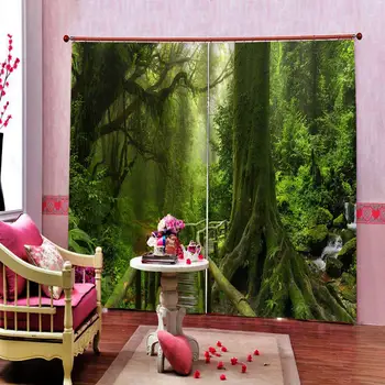 Vlastnú veľkosť Luxusné zelený les záclony Spálne, obývacia izba vetru zahusťovanie blackout závesy