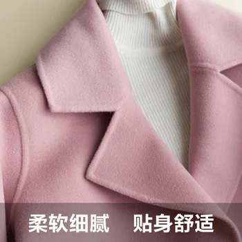 Vlna 2020 nové Jarné ženy vlny kabát značky double zníženie veku vlnené tkaniny slim cashmere kabát žena dlhý vlnený kabát