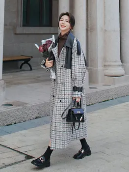 Vlnené kabát žien v strednom a dlhodobom štýl kórejská verzia voľné jeseň zima 2020 nový high-end spojov Hepburn štýl česanej