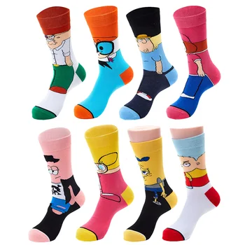 Vtipné módne kreslené postavičky anime tlač unisex bavlnené ponožky farebné žena dlhé ponožky novinka šťastný muž posádky ponožky