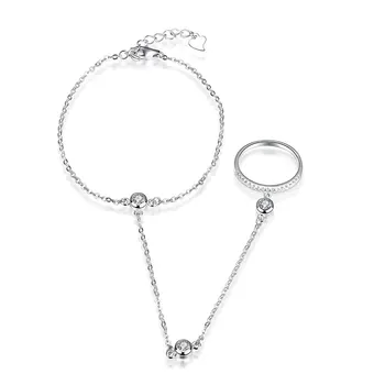 Vyhlásenie Kubický Zirkón Prst Prsteň Náramky pre Ženy Pulseras Mujer 925 Sterling Silver Crystal Kúzlo Femme Šperky