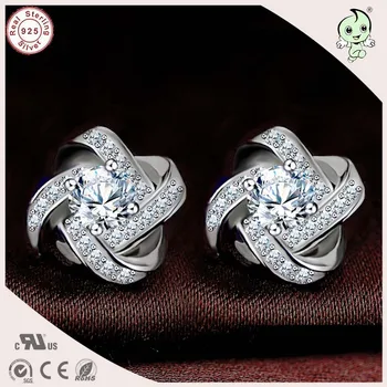 Vysoko Kvalitné, Ušľachtilé A Luxusné CZ Kamenné Dlažby 925 Sterling Silver Stud Náušnice Pre Dámy
