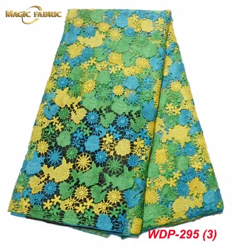 Vysoko Kvalitné Žltá Nigérijský Oka Textílie, Čipky 2018 Afriky francúzsky Guipure Čipky Textílie S korálkami Vyšívané Čipky Šaty WDP-295