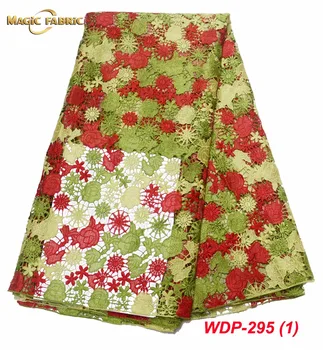 Vysoko Kvalitné Žltá Nigérijský Oka Textílie, Čipky 2018 Afriky francúzsky Guipure Čipky Textílie S korálkami Vyšívané Čipky Šaty WDP-295