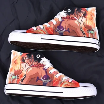 Vysoko-Q Unisex Anime JEDEN KUS Portgas D Ace 3D Punk tenisky plátno topánky lano soled topánky