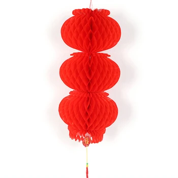 Vysoká Kvalita String 3 honeycomb Červené Plastové Olej Papier Svietidla Nepremokavé Svetlé Čínske Svadobné Dekorácie Festival Domova