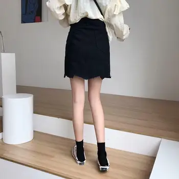 Vysoký Pás Sukne Ženy Pevné Nepravidelný Kožušiny linajkované Denim Elegantný Mini Sukne kórejský Štýl Štýlové Elegantné Denne Streetwear