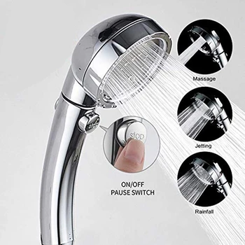 Vysoký Tlak Ručné Sprchy Hlavu s ON/Off Pozastaviť Prepínač 3-Nastavenia Úspory Vody Showerhead, Chrome Prevedenie Kúpeľňa so Sprchou Ac