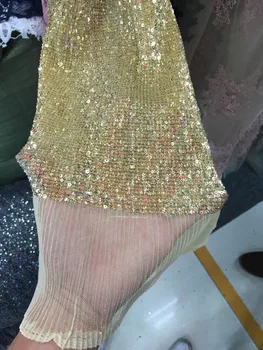 Vyšívané afriky tylu čipky čistý čipky textílie s flitrami v zlate nigérijský svadobné party čipky materiál francúzskej čipky pre ženy