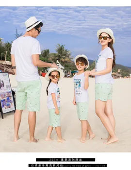 Výbuch modely rodič-dieťa nosiť krátke rukávy T-shirt karikatúra tlače šport a voľný čas na pláži milovníkov vyhovovali mäkké rodič-dieťa