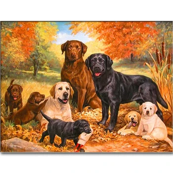 Výšivky Remeselné Diamond Maľovanie Cross Stitch Roztomilý Pes Psa Family Diamond Výšivky Námestie Vŕtať Mozaikový Obraz Darček