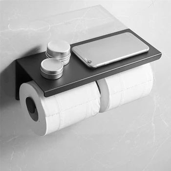 Wc Tkaniva Držiteľa Double Roll Black Tkaniva Držiak na Mobilný Telefón Toaletného Papiera Držiak Domov Organizácie a Skladovanie