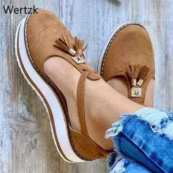Woman PU Leather Sandals Ladies Fringe Sewing Plastform Flat Shoes Woman Fashion Comfortable Casual Sandals Female 2020 B493