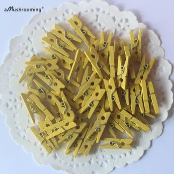 X25 Žltá Mini Clothespins - Scrapbooking, Príslušenstvo, DIY Svadobné Dekorácie