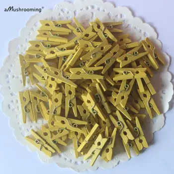 X25 Žltá Mini Clothespins - Scrapbooking, Príslušenstvo, DIY Svadobné Dekorácie