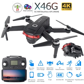 X46G Skladacia Profissional Striedavé Drone s Dual Camera HD 4K 5G GPS, WiFi FPV Široký Uhol RC Quadcopter Hračka Vrtuľník SG906