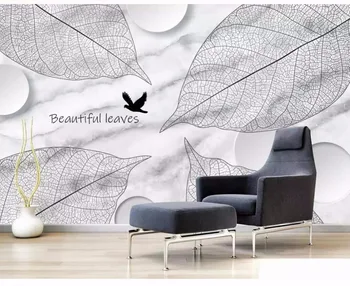 XUE SU Steny pokrývajú vlastné veľké tapety ručne maľované abstraktné čiernej a bielej rastlina listy mramorový vzor na pozadí na stenu