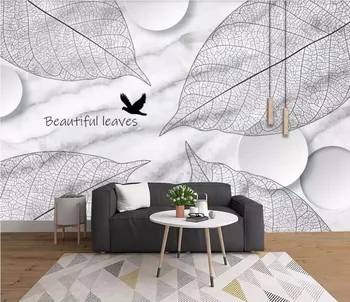 XUE SU Steny pokrývajú vlastné veľké tapety ručne maľované abstraktné čiernej a bielej rastlina listy mramorový vzor na pozadí na stenu